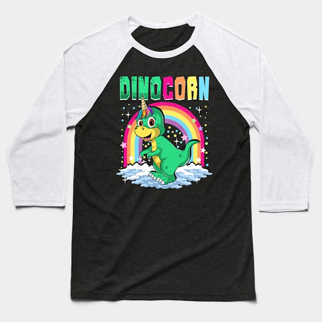 Cute Dinocorn Dinosaur & Unicorn Unisaur Baseball T-Shirt by theperfectpresents